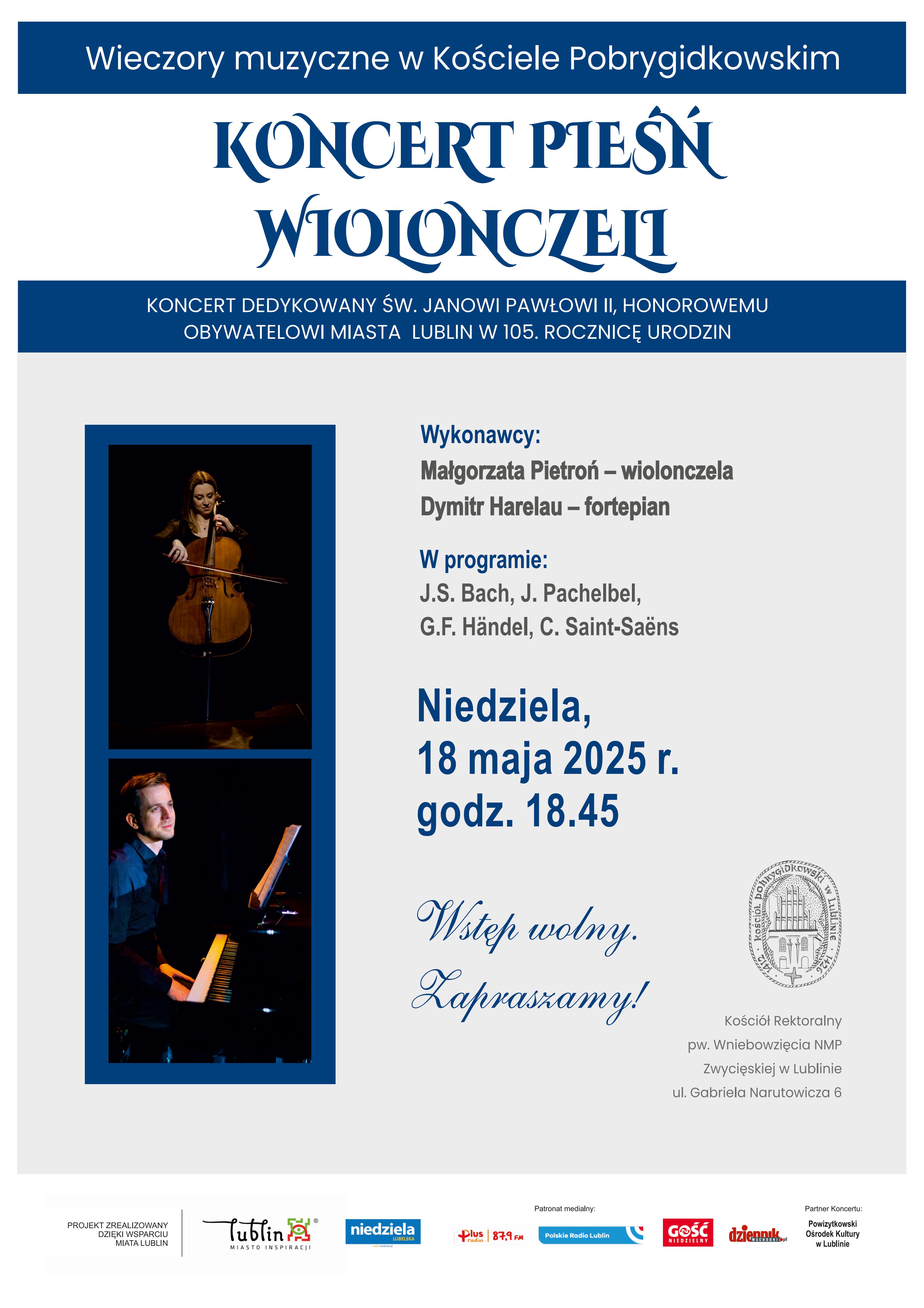 plakat koncert pieśń wiolonczeli 18.05.2025